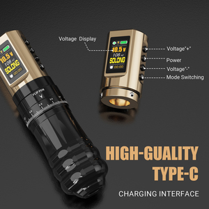 Solong Vàng-đen thiết kế mới 2.4 ~ 4.2 mét có thể điều chỉnh stroke1800mah pin không dây Tattoo Machine Pen - Product Image 5