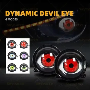 3 inç 12V uzaktan kumanda 2 In 1 araba led sis LED şeytan gözler far projektör Lens için araba motosiklet dinamik dekoratif işık - Product Image 5