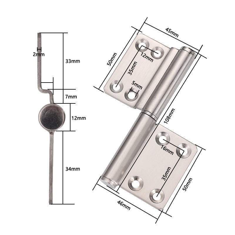 4inch flag-shaped hinge left