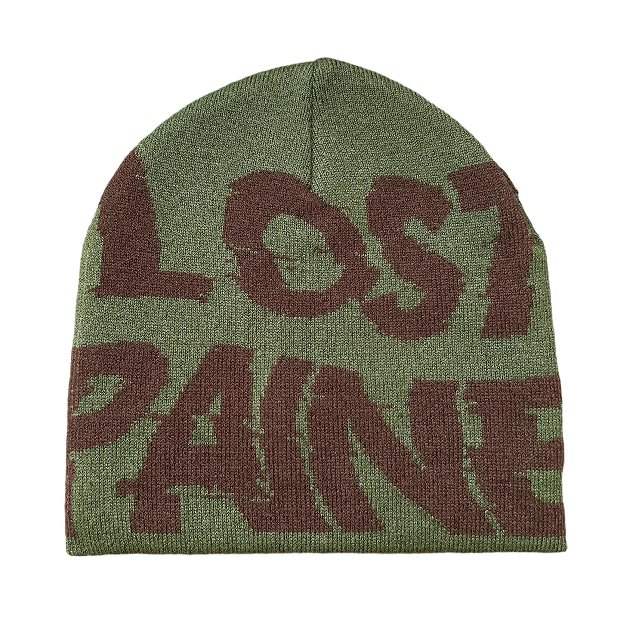 Gorro acrílico personalizado Y2K, ropa de calle sin logotipo plegable de diseñador para bebés, estampado gráfico de alta calidad, Jacquard