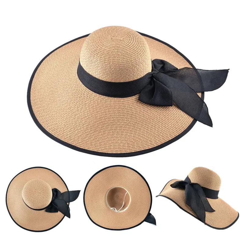 Sombreros de paja de ala ancha para mujer, sombreros de playa, moda de verano, 2021