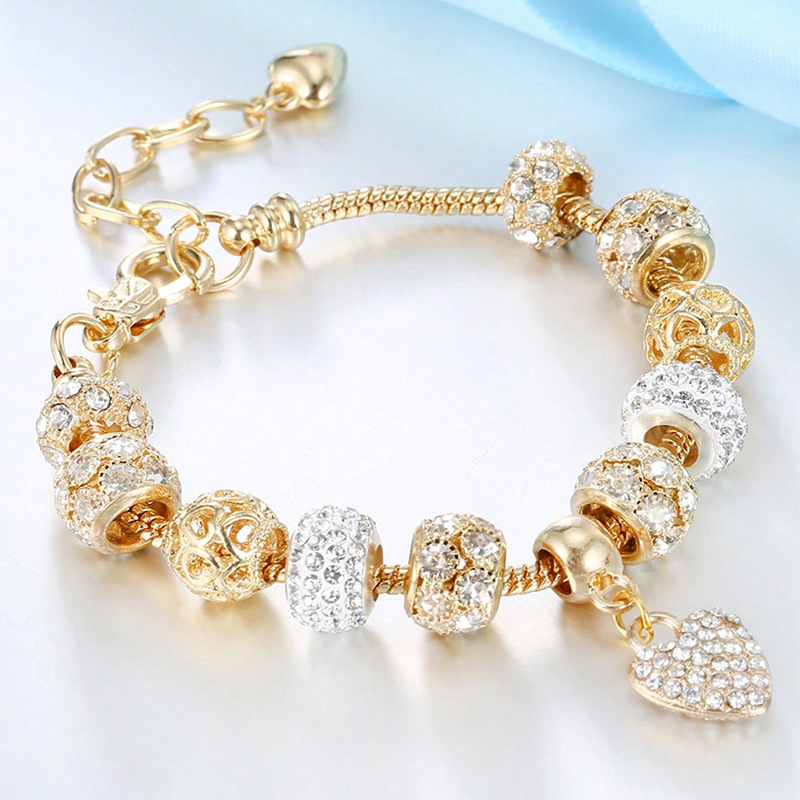 6 # ycb339 oro rhinestone amor colgante