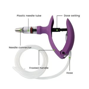 Jeringas automáticas de plástico púrpura de 5ML, pistolas de inyección veterinarias ajustables para inyección continua de vacuna - Product Image 5