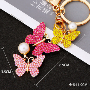 Cute Butterfly Keychain Sparkling Rhinestone Crystal <strong>Key</strong> Chains Bag Charm Pendant Women Gifts Butterfly <strong>Key</strong> Rings Girly Keychain