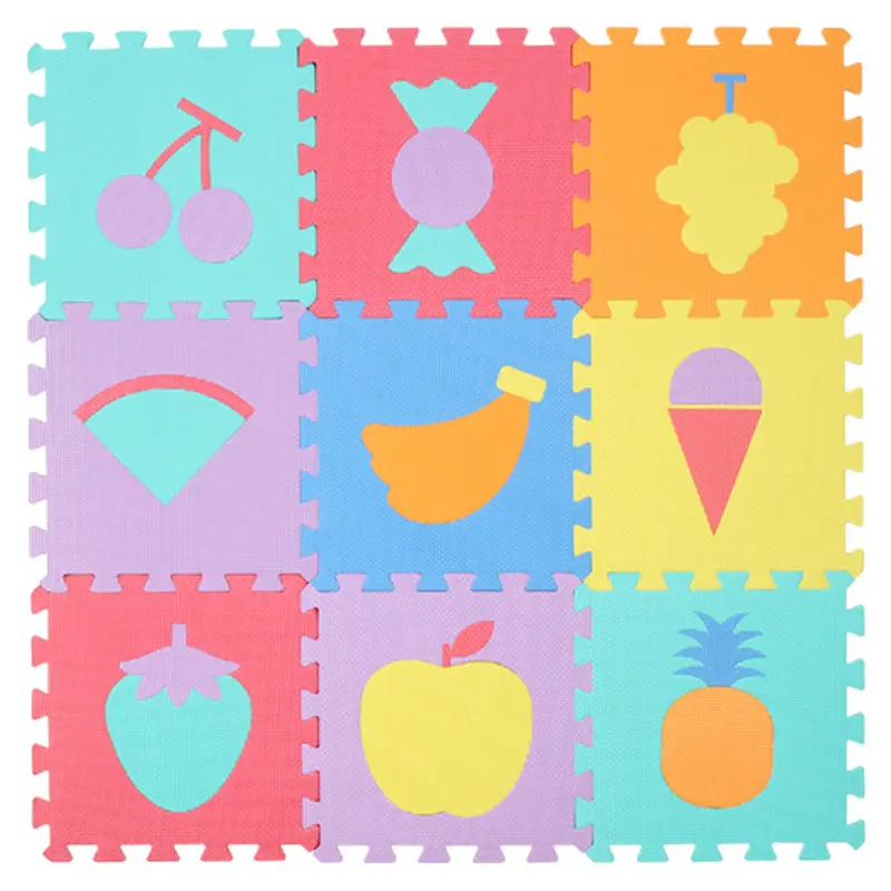10 pezzi di fabbrica tappetini da gioco per bambini Puzzle in schiuma con motivo a base di frutta