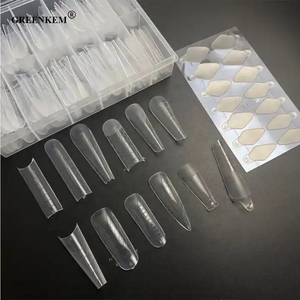 Yeni sıcak 120 adet çift formu tırnak ipuçları silikon pedleri ile özel Logo tam kare tabut Stiletto çivi tasarım için çift formlar - Product Image 2