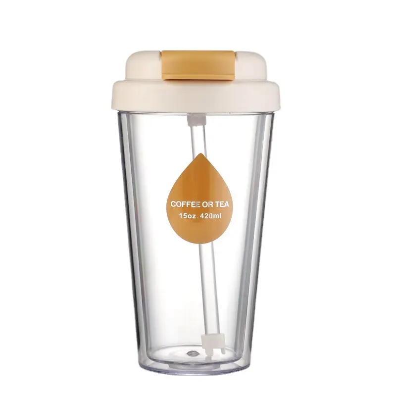 Großhandel umweltfreundlicher durchsichtiger Glasbecher mit Deckel individuelles Logo einfacher Kunststoff-Kaffeebecher als Geschenk