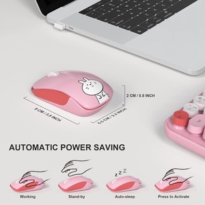 Teclado inalámbrico de 2,4G, máquina de escribir colorida, Keycap Circular, teclado y ratón inalámbricos, bonito, adecuado para PC, portátiles y ordenador - Product Image 5