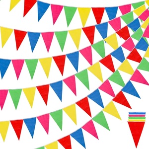 Banderines de cuerda de fiesta de Color sólido de doble cara con logotipo personalizado para colgar un banderín triangular - Product Image 1