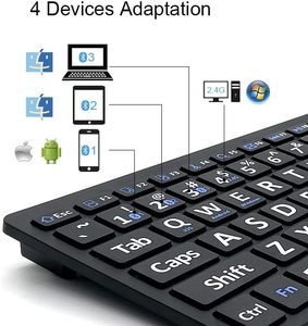 Teclado de impresión grande 78 teclas para ancianos o discapacitados visuales 2,4G Teclados inalámbricos para personas con baja visión Estudiantes mayores - Product Image 3