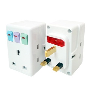 3合1扩展插头适配器13A 250V UK Type-G BS 3引脚便携式多1至3旅行适配器电源插座开/关开关 - Product Image 6