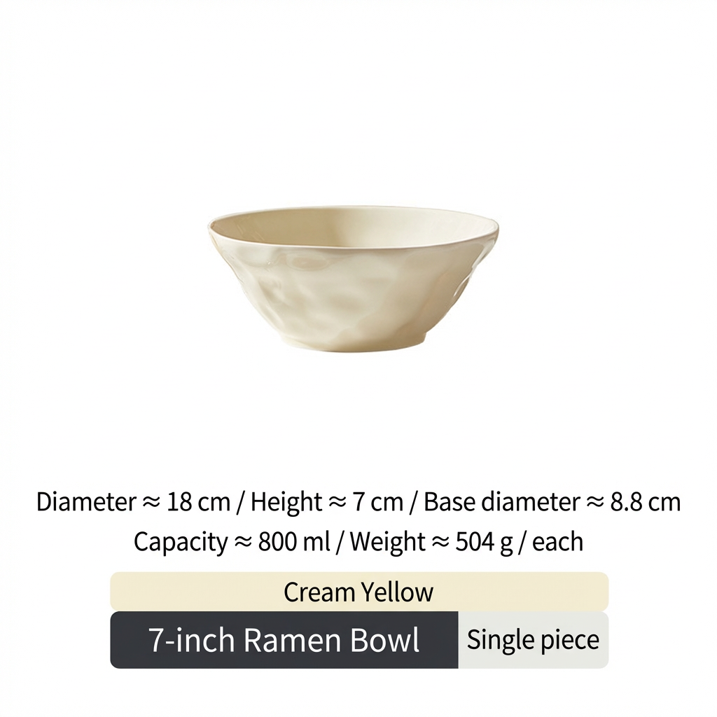Bol à ramen de 7 pouces-jaune crème