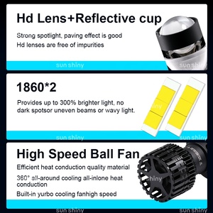 Y5 H4เลนส์โปรเจคเตอร์ LED พร้อมไฟเลเซอร์โปรเจคเตอร์ H4ไฟหน้ารถขนาดเล็ก LED H4 LED - Product Image 3