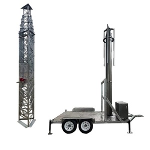 Tekerlekler üzerinde 20 metre 60 feet hücre iletim taşınabilir römork çelik boru teleskopik anten kulesi