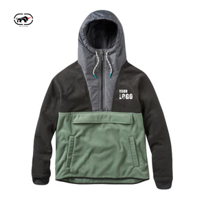 OEM personalizado de alta calidad de <span class=keywords><strong>color</strong></span> bloque de los hombres pulóver chaqueta de lana de poliéster con bolsillos grandes