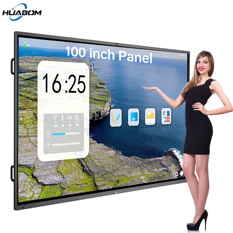 Aangepaste Alle In Een 55 65 75 86 98 110 Inch Elektronische Whiteboard Interactieve Board Smart Board Voor Klaslokaal School