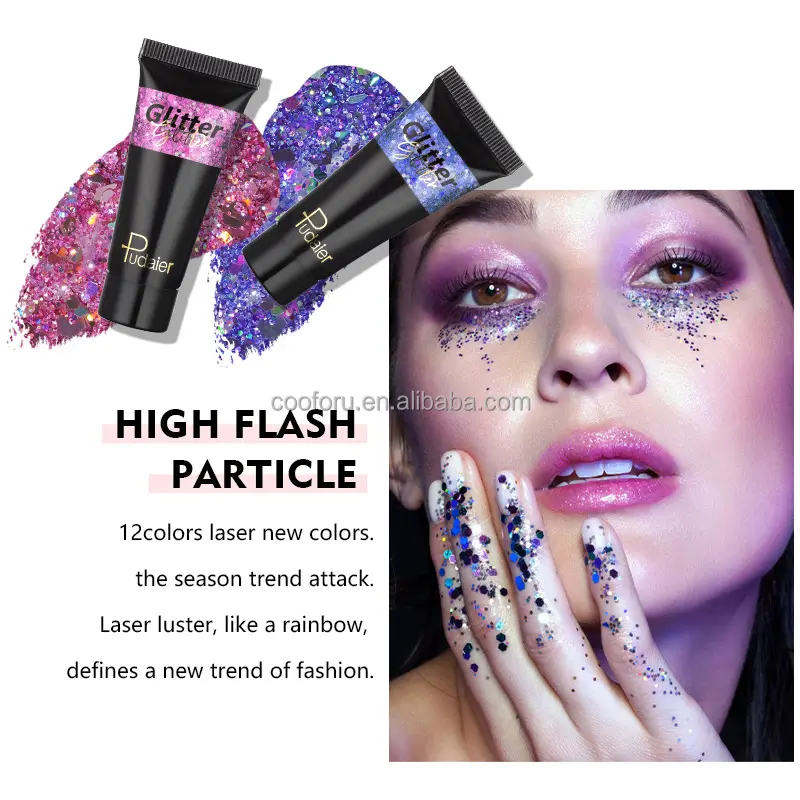 Benutzer definiertes Logo Private Label 12 Farben Pressed Glitter Liquid Single Lidschatten Lidschatten Hersteller für Gesicht Körper Augen Haar