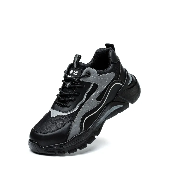 Zapatos DE SEGURIDAD negros de moda Zapatillas antideslizantes antipinchazos con punta de acero