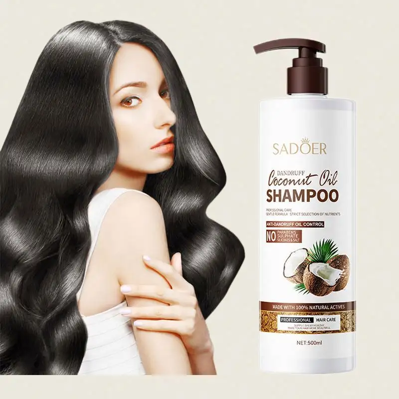 Shampooing cheveux à la noix de coco biologique Sadoer de marque privée propre antipelliculaire anti-poux à la kératine