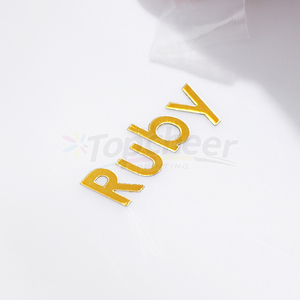 Waterproof High Adhesive Metallic Letters Packing Labels Gold Nickel 3d Embossed Logo Metal <strong>Decals</strong> UV Transfer Stickers - Product Image 4