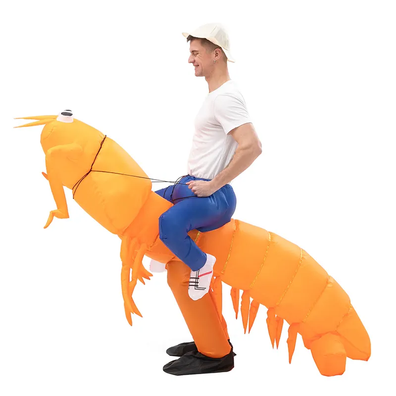 Disfraz de mantis y gamba de látex, traje inflable de dinosaurio