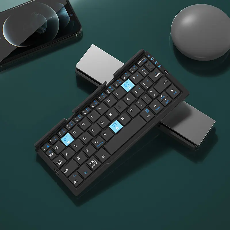 PCTENK XK87B Mini clavier sans fil bluetooth pliable temps de veille rechargeable 100 jours clavier pour téléphone portable