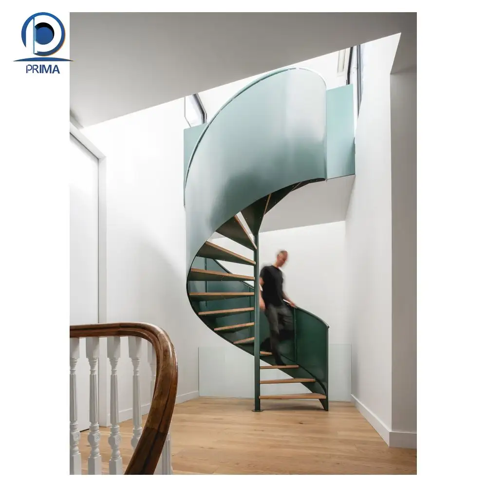Optima Ace şık ferforje Spiral merdiven açık tavan kullanımı galvanizli çelik Spiral merdiven Metal merdiven