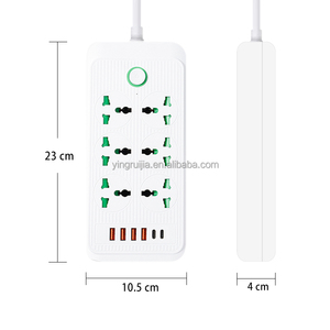 工厂批发通用电源板6个插座，带4个USB和2个Type-C 5V 3.4A端口，多插头延长线电源插座 - Product Image 5