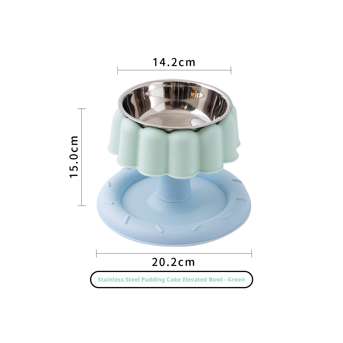 Bol surélevé pour pudding et gâteau en acier inoxydable - Vert