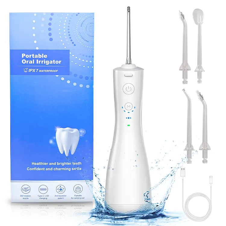 Jet d'eau dentaire sans fil Portable rechargeable de 250ml Meilleur hydropulseur de voyage pour les dents Irrigateur oral Hydropulseur professionnel