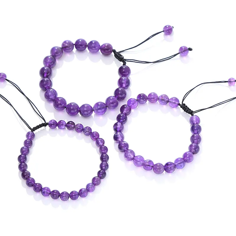 2023 bracciale con perline di ametista bracciale al quarzo viola buona fortuna bracciali con perline viola regolabili