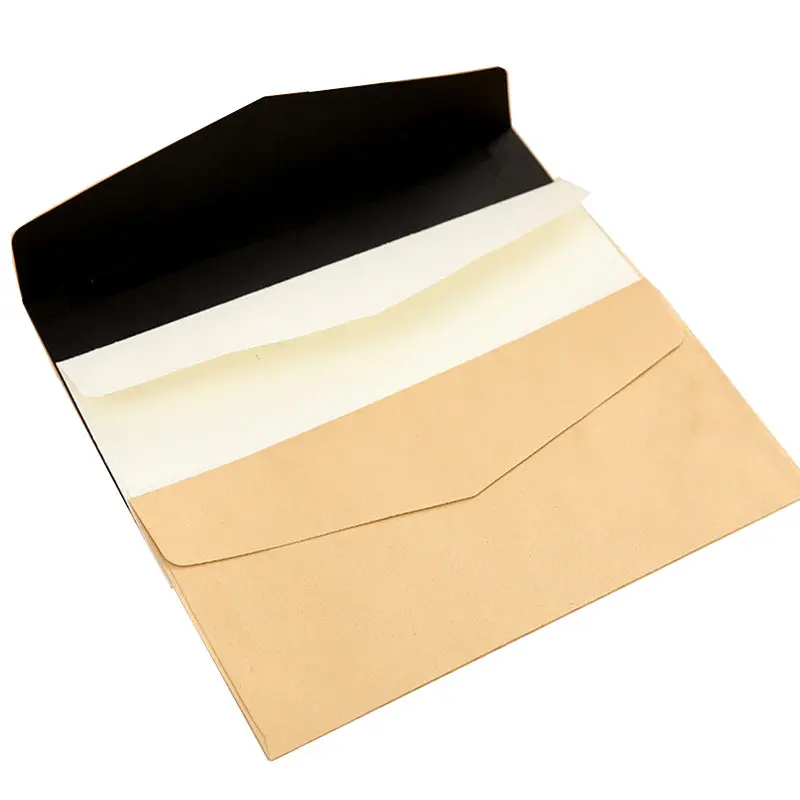 Sobre de papel Kraft para escritura de letras, tarjeta de invitación de boda, embalaje de regalo, venta al por mayor, personalizado, se acepta