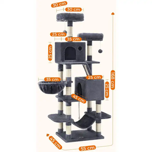 ต้นไม้แมวกระดาษแข็งขนาดใหญ่หลายระดับสำหรับเกาแมวเฟอร์นิเจอร์ในบ้าน - Product Image 4