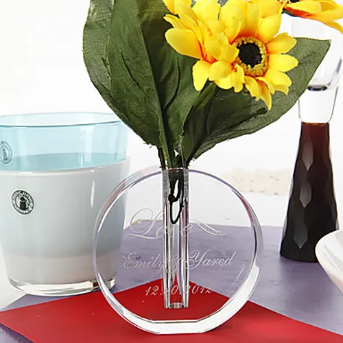 Personalized Glass Crystal Round Vase MH-V043