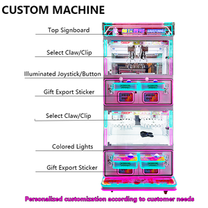 無料デザインカスタム爪マシンぬいぐるみクレーン4人用爪マシンビルアクセプター付き
