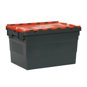 Contenedor de tapa adjunta de almacenamiento de plástico apilable y nido móvil de reubicación de entrega de comercio electrónico de servicio pesado de Logística Industrial - Product Image 6