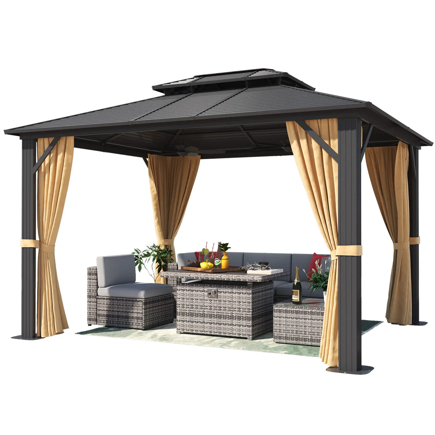 High quality outdoor furniture garden Villa aluminum gazebo hard top grill gazebo