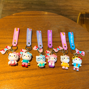 クリエイティブ漫画かわいいハロー<span class=keywords><strong>kt</strong></span>猫キーホルダーバッグペンダント車キーホルダーカップル小さなギフト卸売