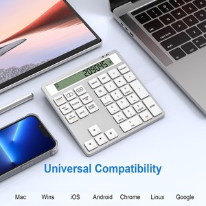 MINI Ergonomic Bt 2.4G Dual Mode Wireless <strong>Numeric</strong> <strong>Keyboard</strong> Calculator 2in1 Portable Wireless Number <strong>Keypad</strong> for Win/Mac