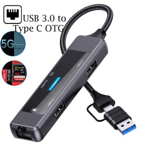 OEM Hot Sale Type-C/<strong>USB</strong> Expansion Dock Rj45 Network Port 100Mbs TF/SD USB3.0/2.0 5-In-1 OTG Adapter. - Product Image 1