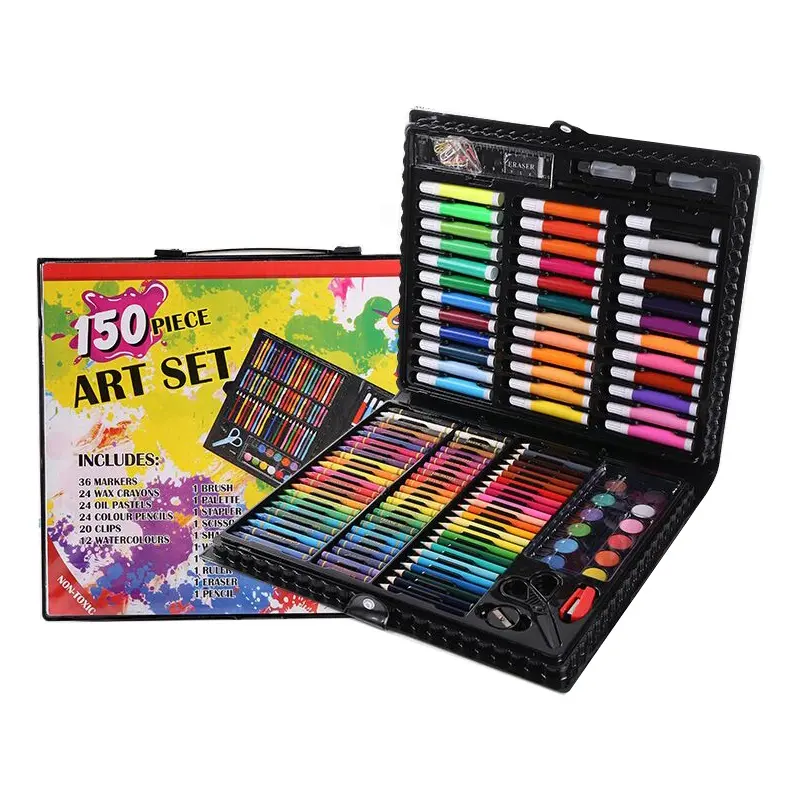 Juego de pintura de dibujo profesional para niños, kit de Arte de acuarela, caja de pintura, crayones, buena calidad, 150 Uds.