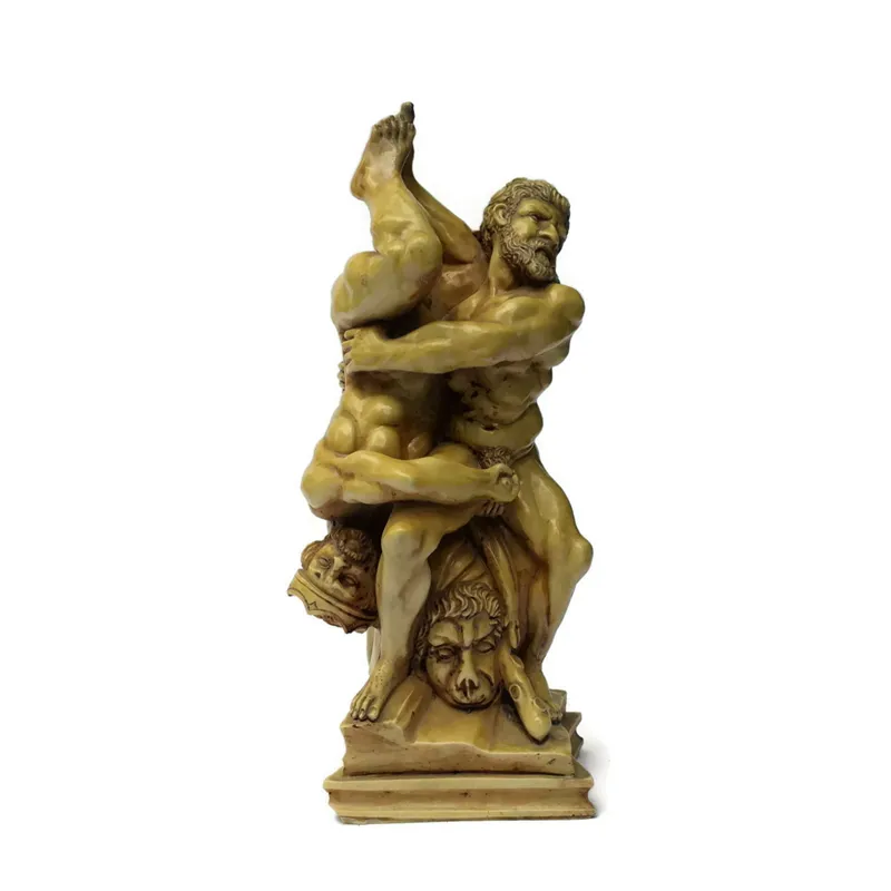 Hercules rétro à lutte avec diadème, Sculpture en résine, 11.5 pouces de long