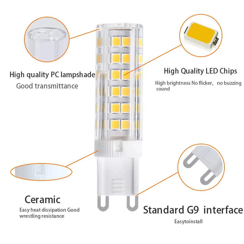 제조업체 도매 7w 깜박임 무료 ac220v 에너지 절약 디 밍이 가능한 LED 전구 G4 G9