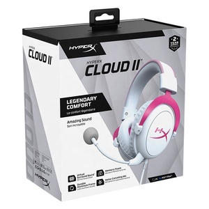 Per iper X Cloud II cuffie cablate con cancellazione del rumore staccabile 7.1 suono Surround virtuale bianco e rosa per Computer PC - Product Image 5