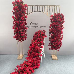 パーティーイベントデコレーション結婚式の花赤人工シルクフラワーランナー - Product Image 2