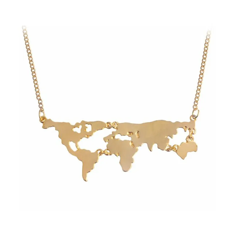 Yiwu Meise World Continents Stainless steel Map Necklace