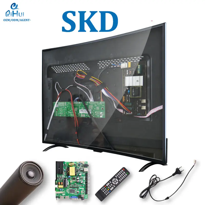 ผู้ผลิตสมาร์ททีวีโทรทัศน์ 32 40 43 50 55 65 นิ้วBorderless 4K LED TV SKD CKDชุดAndroid WiFi OEM ODM
