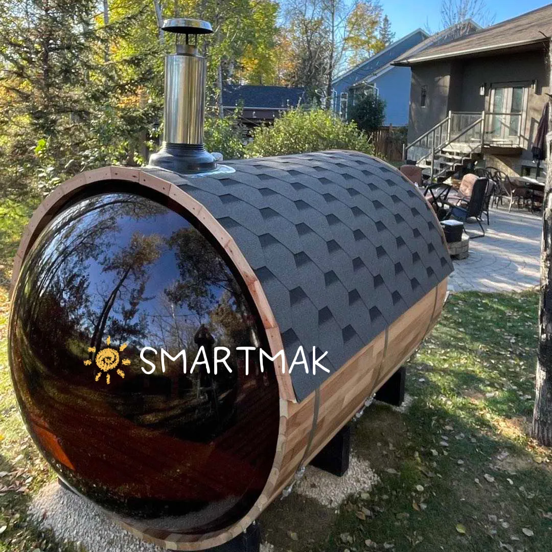 Sala Sauna a vapore tradizionale Smartmak con vista panoramica all'aperto stanza Sauna a botte