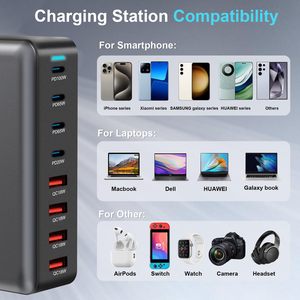 320W GaN şarj 8 Port USB tip C masaüstü şarj istasyonu PD 100W hızlı şarj için iPhone 16 15 14 iPad MacBook dizüstü - Product Image 6
