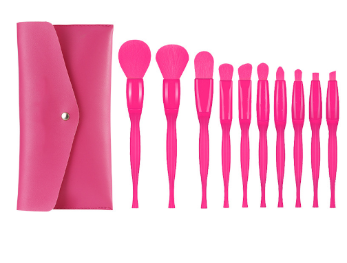 Ensemble de pinceaux de maquillage rose rouge